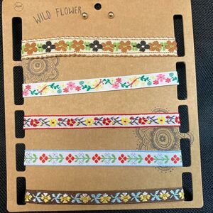 Wild Flower CHOKER NECKLACE & EARRING SET Adjustable to 15" New w/tags SET OF 5
